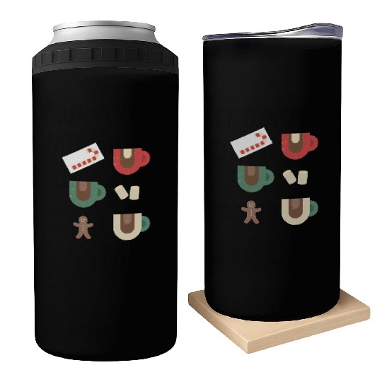Cute Retro Hot Cocoa Christmas Mug Design Can Coolers