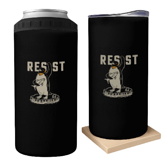 Funny Protest Against Tariffs Resist Penguin Can Coolers