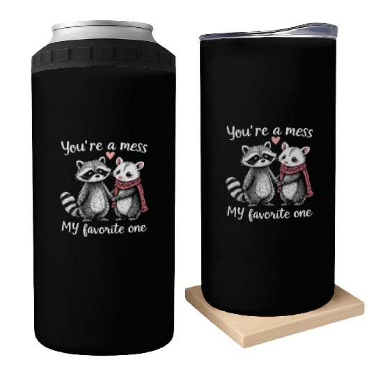 Feral Design Love Couple Possum Opossum Raccoon Can Coolers