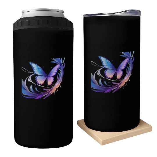 Spectrum Wings – Abstract Floral Butterfly Design Can Coolers