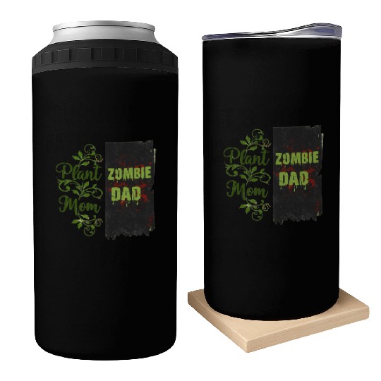 Plant Mom Zombie Dad Couple Design Can Coolers