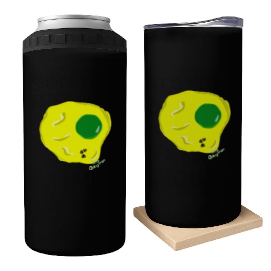 Yellow and green fried egg and flies Can Coolers