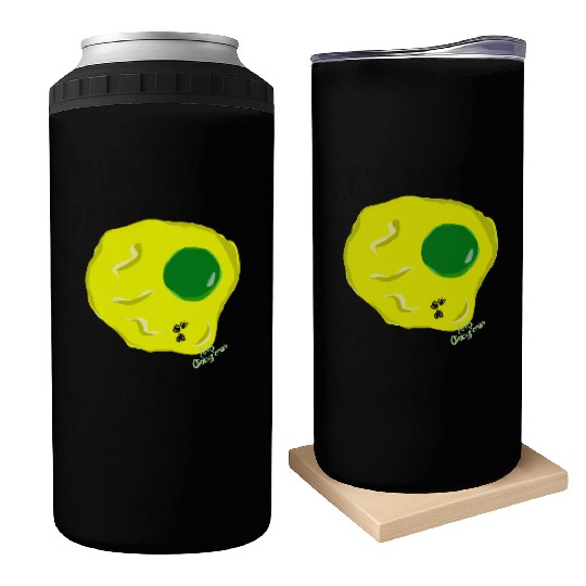 Yellow and green fried egg and flies Can Coolers