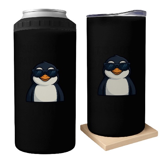 Cool penguin with sunglasses summer funny Can Coolers