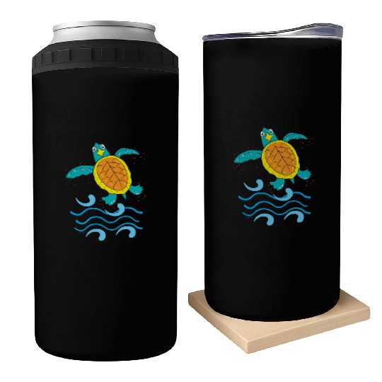 Cute Hawksbill Baby Sea Turtle Can Coolers