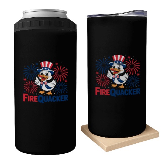 Womens Duck Firequacker Patriotic Fourth of July I Can Coolers