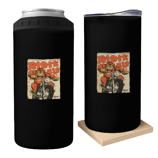 Monkey Mayhem – Vintage Ape on a Motorcycle Can Coolers