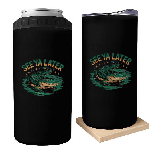 See Ya Later Alligator Retro Gator Joke Can Coolers