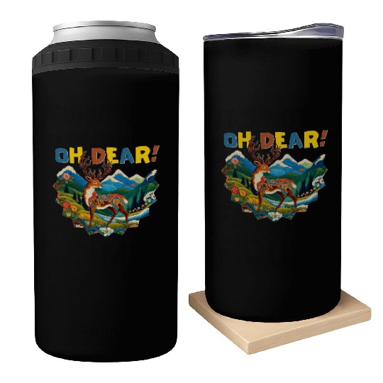 Oh-Dear-Wanderlust-Deer-in-Jungle-Tibetan-Folk-Art Can Coolers