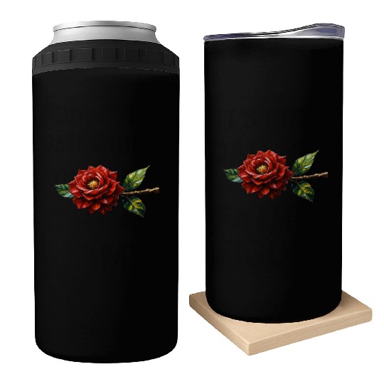 Crimson Rose Bloom – Botanical Clipart Can Coolers