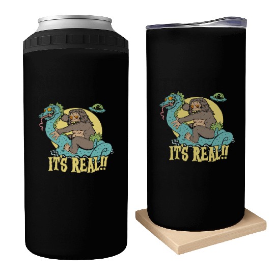Bigfoot Rides Nessie UFO Cryptid Monster Mayhem Can Coolers
