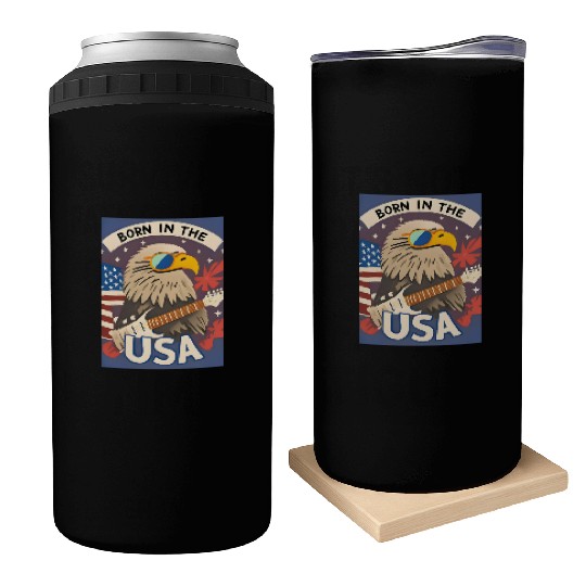 Born in the USA Bald Eagle Rock Guitar Can Coolers