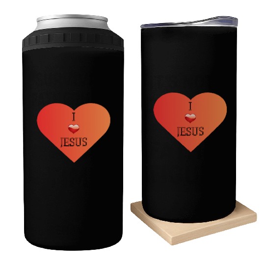 I Love Jesus Heart Design Can Coolers