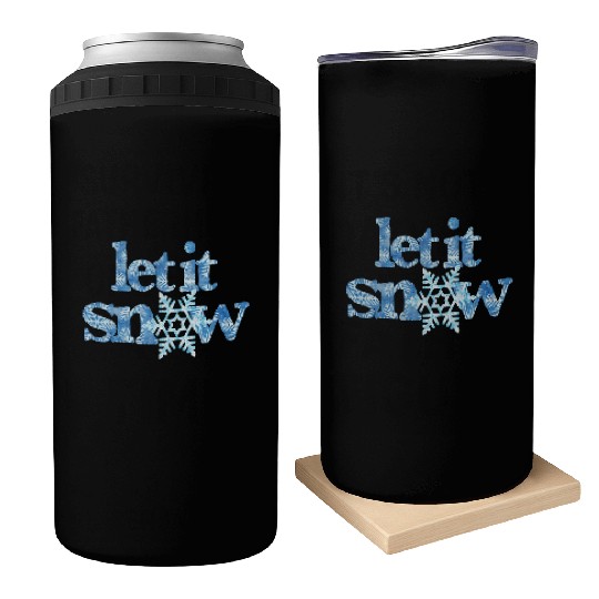 LET IT SNOW blue snowflakes winter wonderland xmas Can Coolers