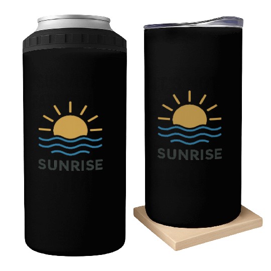 Elegant Sunrise Ocean Scene Design Can Coolers
