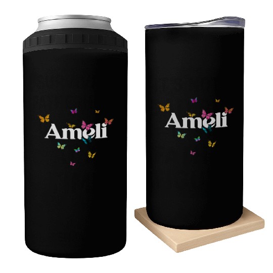 AMELI - beautiful girl name with cute butterflies Can Coolers