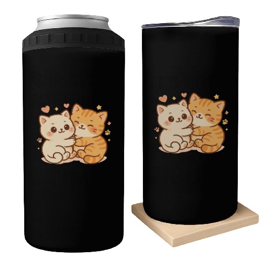 Cute Kittens Embracing Heartwarming Design Can Coolers