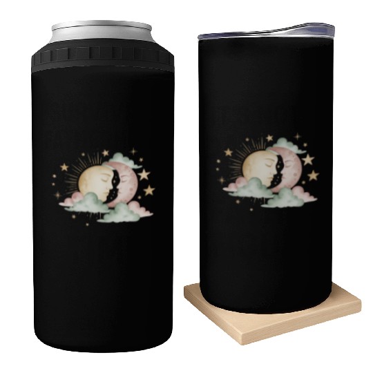 Sun & Moon Embrace Can Coolers design