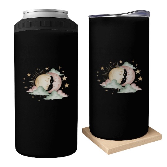 Sun & Moon Embrace Can Coolers design