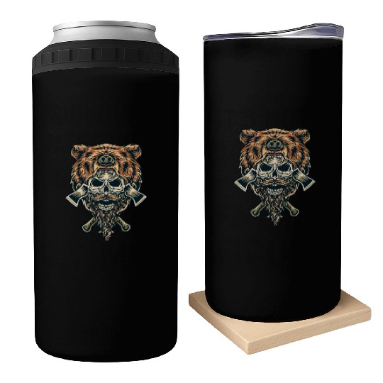 Lumberjack Skull & Bear Can Coolers