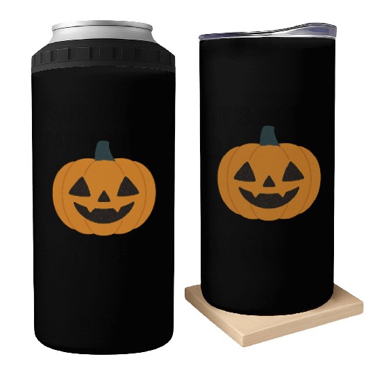 Festive Pumpkin Jack-o'-Lantern Design Can Coolers