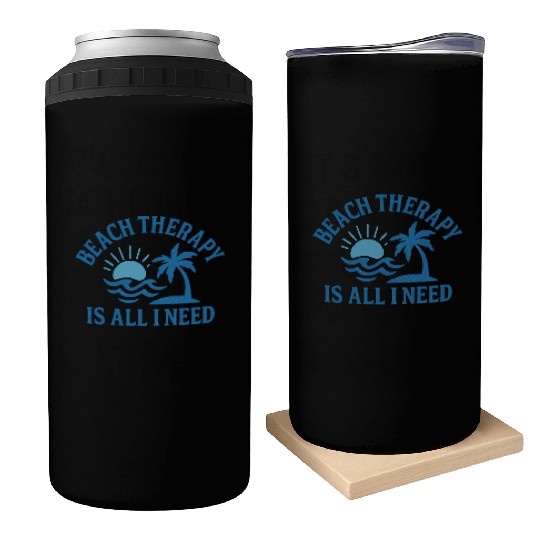 Beach Therapy Sun and Palm Design Can Coolers