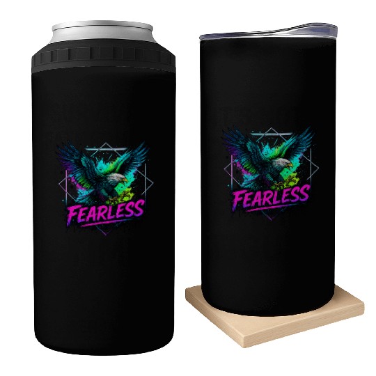 Fearless Eagle Neon Design Can Coolers