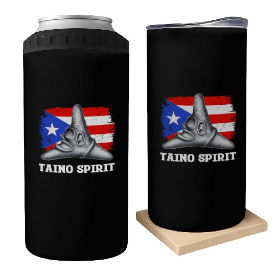Puerto Rico Cemi Triangle Statue Flag Can Coolers