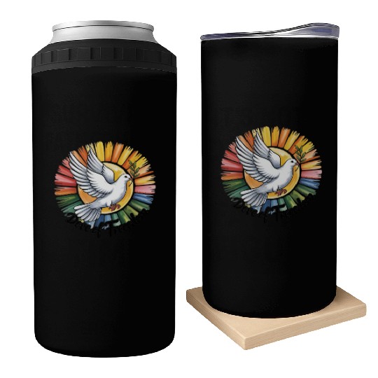 Peaceful Dove with Olive Branch Design Can Coolers