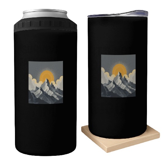Majestic Mountain Sunrise – Minimalist Nature Land Can Coolers