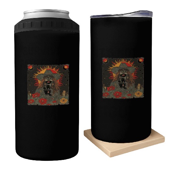 Mystic Sunflower Woman Illustration Can Coolers
