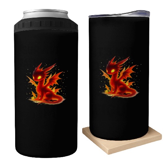 Luminous Fire Dragon Illustration Can Coolers