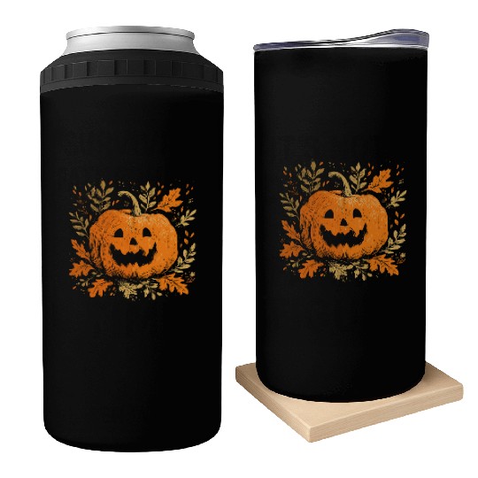 Fall Jack-o'-lantern Spooky Pumpkin Halloween  Can Coolers