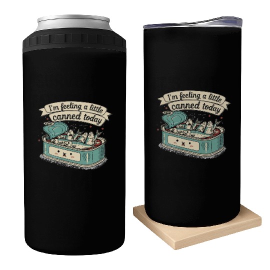 Whimsical Canned Fish Humor Design Can Coolers