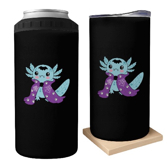 Cute Blue Vampire Axolotl Can Coolers