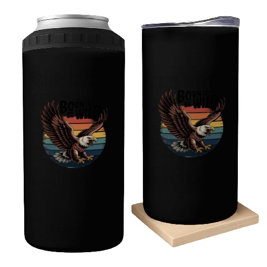 Born to Be Wild Eagle Illustration Can Coolers
