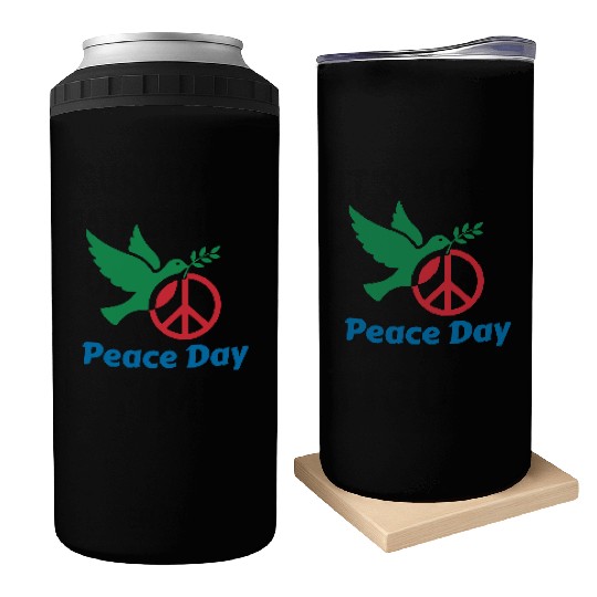 Peace Day Dove with Olive Branch Can Coolers
