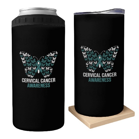 Cervical Cancer Awareness Butterfly Design Can Coolers