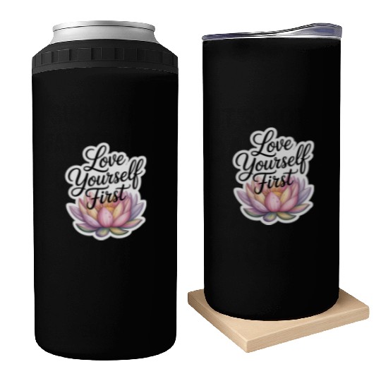 Inspirational Lotus Floral Affirmation Can Coolers