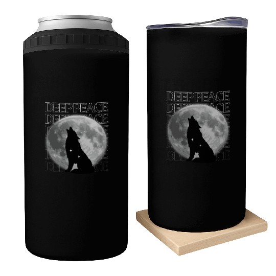 Wolf Howling at Full Moon Design Can Coolers