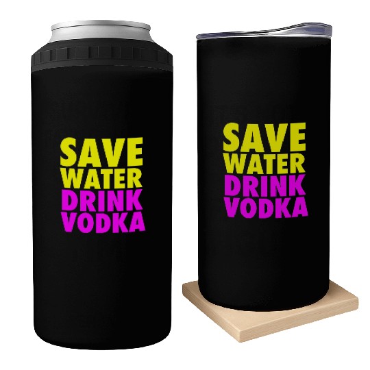 Save Water Drink Vodka Neon Party Design Can Coolers
