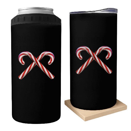 Crossed candy canes Can Coolers