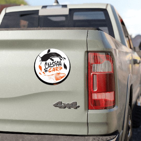 Catfish and Carp Circle Logo Car Magnets