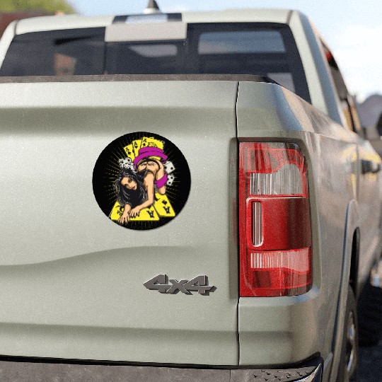 Sexy-girl-cards-aces-poker-game-cartoon Car Magnets