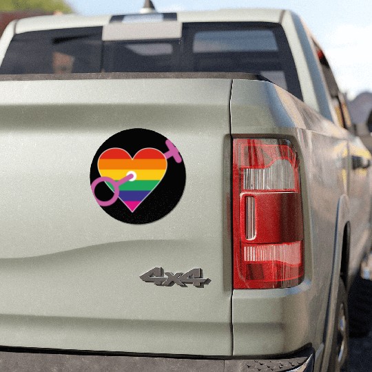 Rainbow heart female Car Magnets