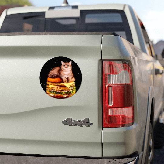 Hamburger Space Cat Funny Kitty Gift Car Magnets
