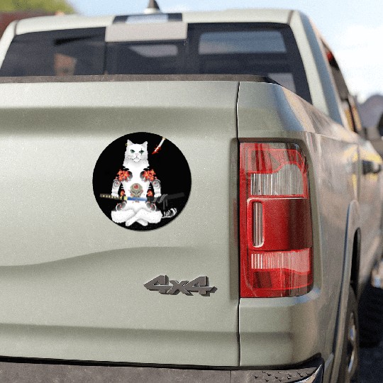 Japanese Samurai Cat Katana Ninja Yakuza Tattoo Car Magnets