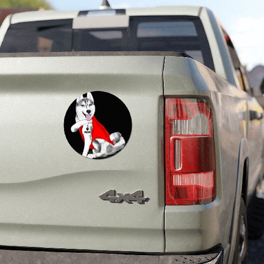 Funny husky Dog I Love Mom Tattoo husky Lover Gift Car Magnets