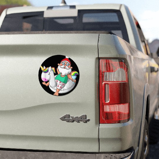 Christmas in July Santa Hawaiian Unicorn Swim Car Magnets