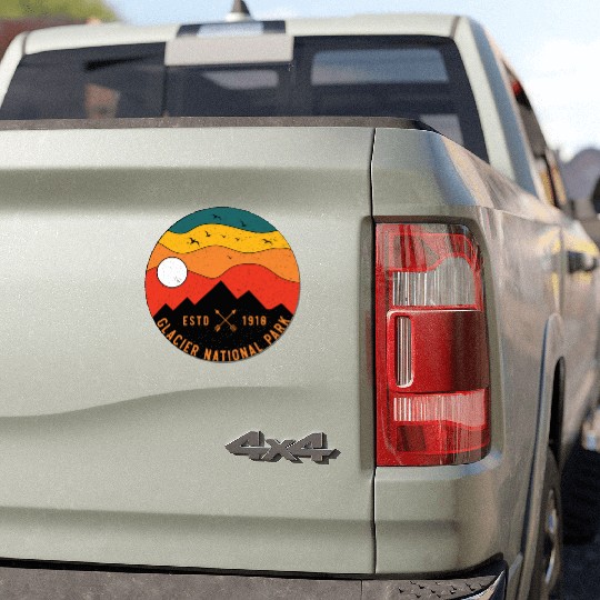 Retro Glacier National Park Montana Souvenir 80s Car Magnets